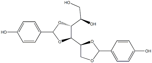 1-O,2-O:3-O,4-O-Bis(4-hydroxybenzylidene)-D-glucitol Struktur