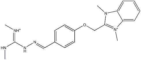 1,3-Dimethyl-2-[4-[2-[methyliminio(methylamino)methyl]hydrazonomethyl]phenoxymethyl]1H-benzimidazol-3-ium Struktur