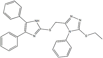 5-[(4,5-Diphenyl-1H-imidazol-2-yl)thiomethyl]-4-phenyl-3-(ethylthio)-4H-1,2,4-triazole Struktur