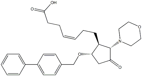 (Z)-7-[(1S,2S,5S)-5-[(1,1'-Biphenyl)-4-ylmethoxy]-2-morpholino-3-oxocyclopentyl]-4-heptenoic acid Struktur