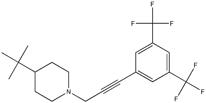 1-[3-[3,5-Bis(trifluoromethyl)phenyl]-2-propynyl]-4-(1,1-dimethylethyl)piperidine Struktur