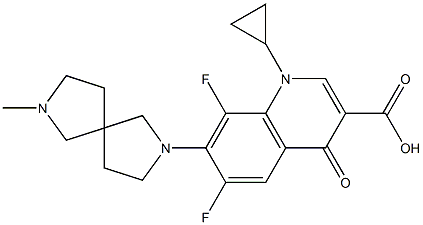 1-Cyclopropyl-1,4-dihydro-6,8-difluoro-7-(7-methyl-2,7-diazaspiro[4.4]nonan-2-yl)-4-oxoquinoline-3-carboxylic acid Struktur