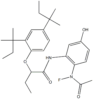 4-(N-Fluoro-N-acetylamino)-5-[2-(2,4-di-tert-amylphenoxy)butyrylamino]phenol Struktur