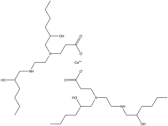 Bis[3-[N-(2-hydroxyhexyl)-N-[2-(2-hydroxyhexylamino)ethyl]amino]propionic acid]calcium salt Struktur