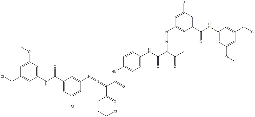 3,3'-[2-(2-Chloroethyl)-1,4-phenylenebis[iminocarbonyl(acetylmethylene)azo]]bis[N-[3-(chloromethyl)-5-methoxyphenyl]-5-chlorobenzamide] Struktur