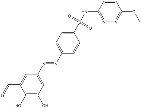 2,3-ジヒドロキシ-5-[4-[(6-メトキシピリダジン-3-イル)アミノスルホニル]フェニルアゾ]ベンズアルデヒド 化學(xué)構(gòu)造式