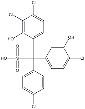 (4-Chlorophenyl)(4-chloro-3-hydroxyphenyl)(3,4-dichloro-2-hydroxyphenyl)methanesulfonic acid Struktur