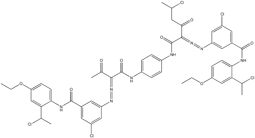 3,3'-[2-(1-Chloroethyl)-1,4-phenylenebis[iminocarbonyl(acetylmethylene)azo]]bis[N-[2-(1-chloroethyl)-4-ethoxyphenyl]-5-chlorobenzamide] Struktur