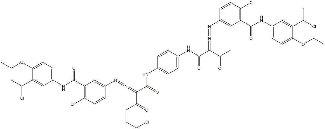 3,3'-[2-(2-Chloroethyl)-1,4-phenylenebis[iminocarbonyl(acetylmethylene)azo]]bis[N-[3-(1-chloroethyl)-4-ethoxyphenyl]-6-chlorobenzamide] Struktur