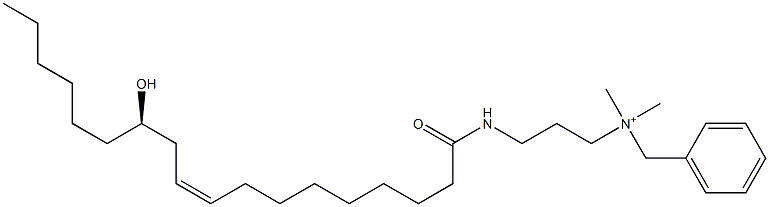 N-[3-[[(9Z,12R)-12-Hydroxy-1-oxo-9-octadecenyl]amino]propyl]-N,N-dimethylbenzenemethanaminium Struktur