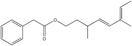 Phenylacetic acid 3,6-dimethyl-4,6-octadienyl ester Struktur