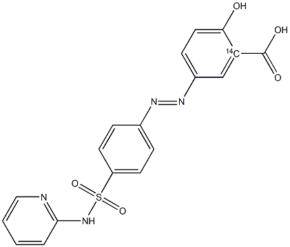 2-Hydroxy-5-[[4-[(pyridin-2-ylamino)sulfonyl]phenyl]azo]-1-benzene(14C)carboxylic acid Struktur