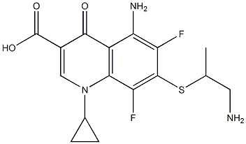 7-(2-Amino-1-methylethyl)thio-1-cyclopropyl-5-amino-6,8-difluoro-1,4-dihydro-4-oxoquinoline-3-carboxylic acid Struktur