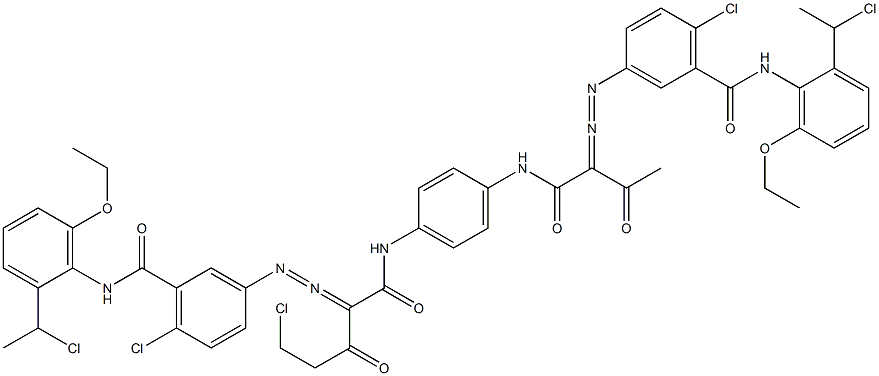 3,3'-[2-(Chloromethyl)-1,4-phenylenebis[iminocarbonyl(acetylmethylene)azo]]bis[N-[2-(1-chloroethyl)-6-ethoxyphenyl]-6-chlorobenzamide] Struktur