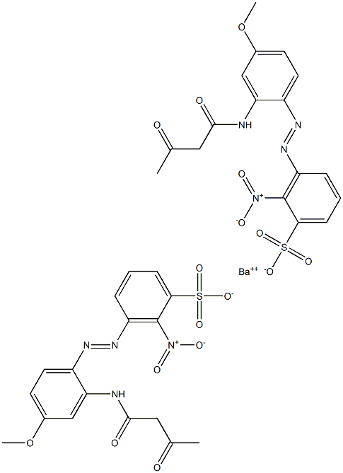 Bis[3-[2-(1,3-dioxobutylamino)-4-methoxyphenylazo]-2-nitrobenzenesulfonic acid]barium salt Struktur