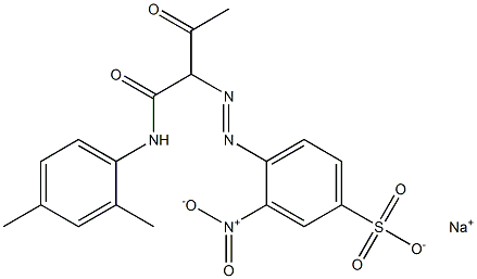 4-[1-[N-(2,4-Xylyl)carbamoyl]-2-oxopropylazo]-3-nitrobenzenesulfonic acid sodium salt Struktur