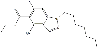 1-Heptyl-4-amino-6-methyl-1H-pyrazolo[3,4-b]pyridine-5-carboxylic acid ethyl ester Struktur