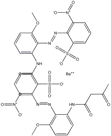 Bis[2-[2-(1,3-dioxobutylamino)-6-methoxyphenylazo]-3-nitrobenzenesulfonic acid]barium salt Struktur