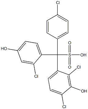 (4-Chlorophenyl)(2-chloro-4-hydroxyphenyl)(2,4-dichloro-3-hydroxyphenyl)methanesulfonic acid Struktur