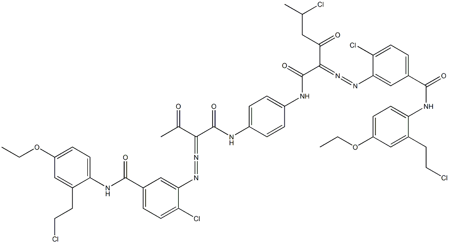 3,3'-[2-(1-Chloroethyl)-1,4-phenylenebis[iminocarbonyl(acetylmethylene)azo]]bis[N-[2-(2-chloroethyl)-4-ethoxyphenyl]-4-chlorobenzamide] Struktur