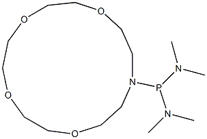 1-Bis(dimethylamino)phosphino-1-aza-4,7,10,13-tetraoxacyclopentadecane Struktur