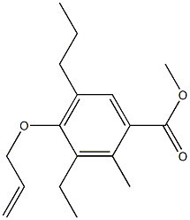 3-Ethyl-2-methyl-4-(2-propenyloxy)-5-propylbenzoic acid methyl ester Struktur