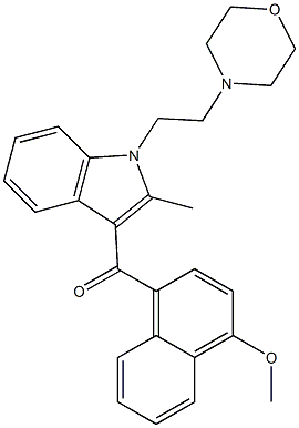 2-Methyl-1-(2-morpholinoethyl)-3-[(4-methoxy-1-naphtyl)carbonyl]-1H-indole Struktur