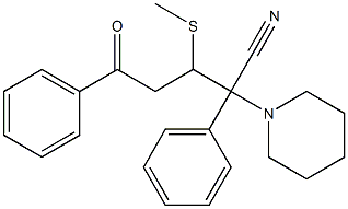 3-Methylthio-2,5-diphenyl-2-(1-piperidinyl)-5-oxovaleronitrile Struktur