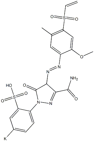 5-Oxo-1-(p-potassiosulfophenyl)-4-(2-methoxy-5-methyl-4-vinylsulfonylphenylazo)-2-pyrazoline-3-carboxamide Struktur