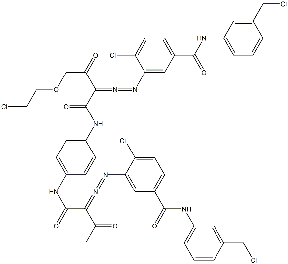 3,3'-[2-[(2-Chloroethyl)oxy]-1,4-phenylenebis[iminocarbonyl(acetylmethylene)azo]]bis[N-[3-(chloromethyl)phenyl]-4-chlorobenzamide] Struktur