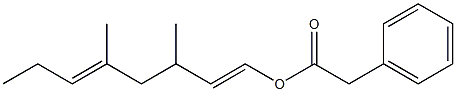 Phenylacetic acid 3,5-dimethyl-1,5-octadienyl ester Struktur