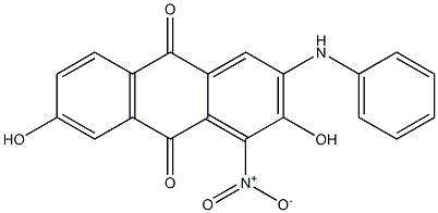 2-Anilino-3,6-dihydroxy-4-nitroanthraquinone Struktur