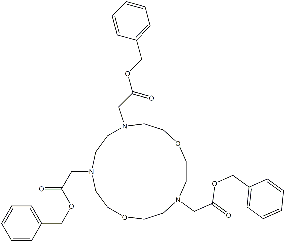 1,7-Dioxa-4,10,13-triazacyclopentadecane-4,10,13-triacetic acid tribenzyl ester Struktur