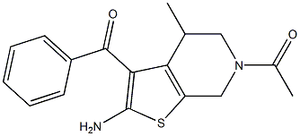 2-Amino-3-benzoyl-4,5,6,7-tetrahydro-4-methyl-6-acetylthieno[2,3-c]pyridine Struktur