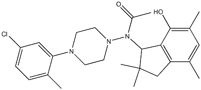 2,3-Dihydro-3-[[4-(5-chloro-2-methylphenyl)-1-piperazinyl]acetylamino]-2,2,5,7-tetramethyl-1H-inden-4-ol Struktur