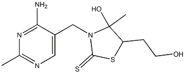 3-[(4-Amino-2-methyl-5-pyrimidinyl)methyl]-4-hydroxy-5-(2-hydroxyethyl)-4-methyl-2-thiazolidinethione Struktur