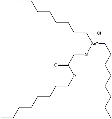 Dioctyl(octyloxycarbonylmethylthio)tin(IV) chloride Struktur