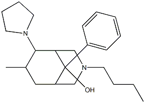 3-Butyl-7-methyl-9-phenyl-6-(1-pyrrolidinyl)-3-azabicyclo[3.3.1]nonan-9-ol Struktur