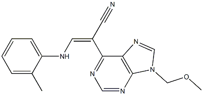 9-(Methoxymethyl)-6-[(E)-1-cyano-2-[(2-methylphenyl)amino]ethenyl]-9H-purine Struktur