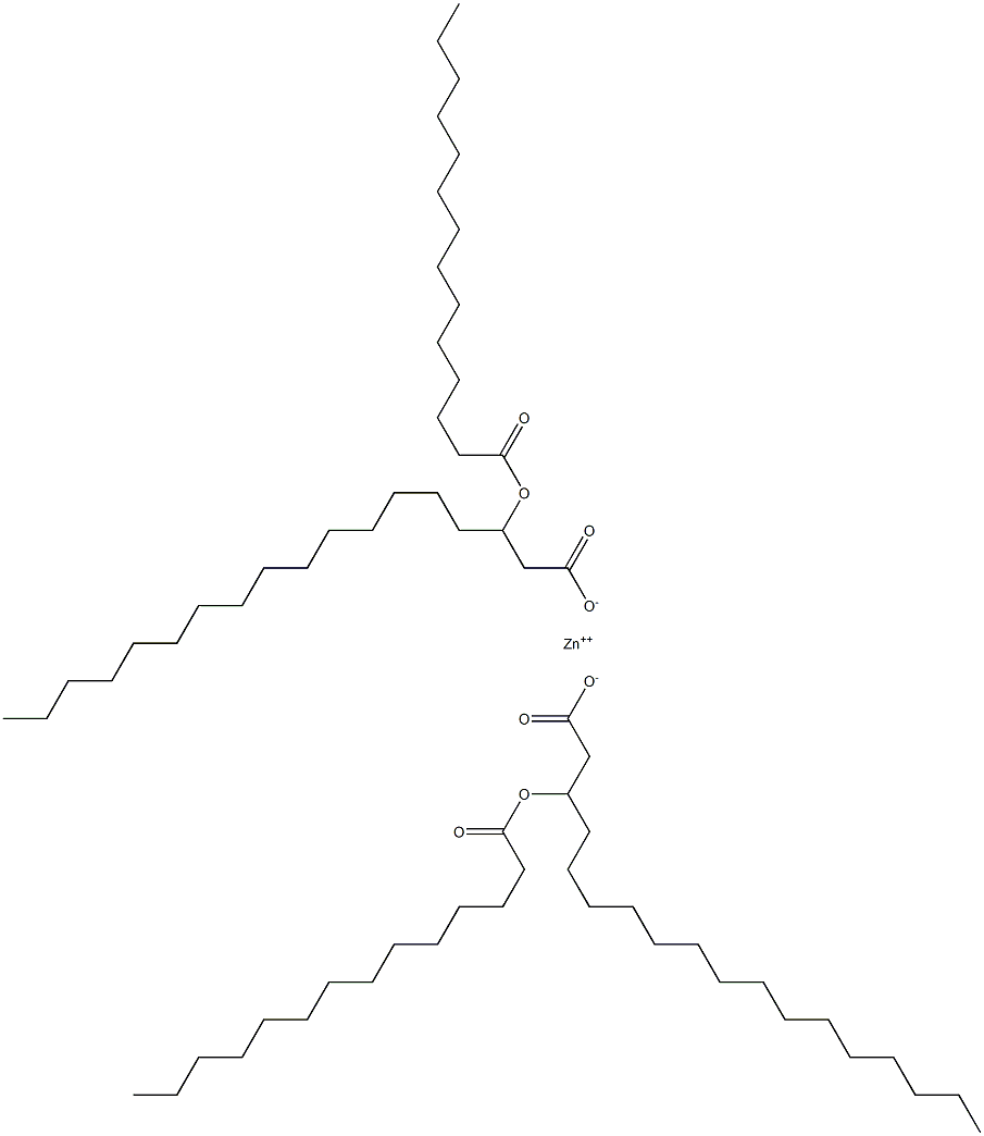 Bis(3-myristoyloxyoctadecanoic acid)zinc salt Struktur