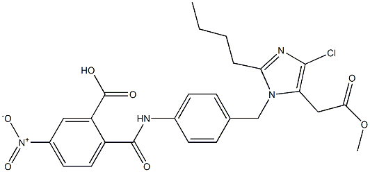 2-Butyl-4-chloro-1-[4-[2-(hydroxycarbonyl)-4-nitrobenzoylamino]benzyl]-1H-imidazole-5-acetic acid methyl ester Struktur