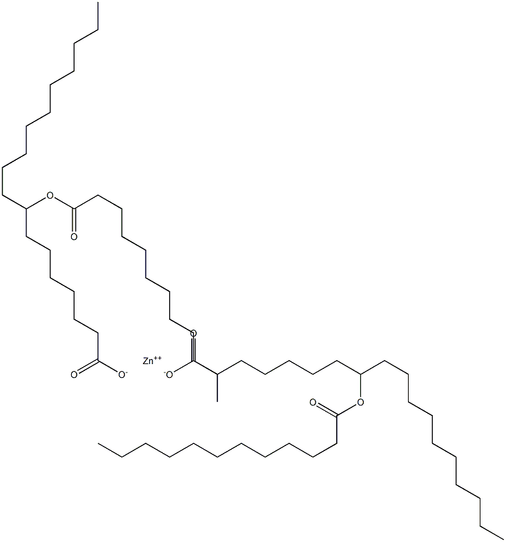 Bis(8-dodecanoyloxyoctadecanoic acid)zinc salt Struktur