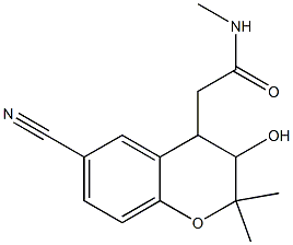 6-Cyano-3,4-dihydro-3-hydroxy-N-methyl-2,2-dimethyl-2H-1-benzopyran-4-acetamide Struktur