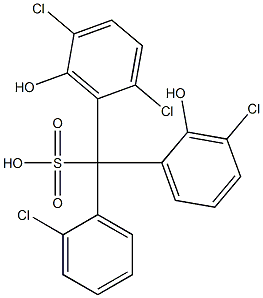 (2-Chlorophenyl)(3-chloro-2-hydroxyphenyl)(2,5-dichloro-6-hydroxyphenyl)methanesulfonic acid Struktur