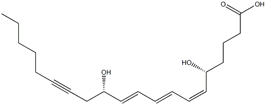 (5R,6Z,8E,10E,12S)-5,12-Dihydroxy-6,8,10-icosatrien-14-yn-1-oic acid Struktur