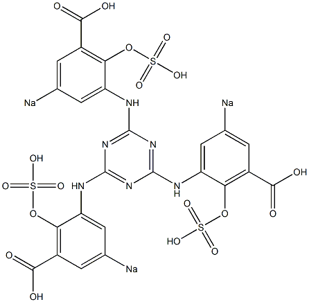 2,4,6-Tris(3-carboxy-2-hydroxy-5-sodiosulfoanilino)-1,3,5-triazine Struktur