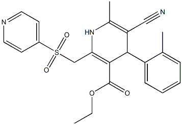 5-Cyano-1,4-dihydro-6-methyl-2-[(4-pyridinylsulfonyl)methyl]-4-(2-methylphenyl)pyridine-3-carboxylic acid ethyl ester Struktur