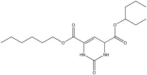 2-Oxo-1,2,3,6-tetrahydropyrimidine-4,6-dicarboxylic acid 4-hexyl 6-hexyl ester Struktur