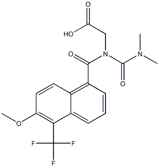 [N-(Dimethylcarbamoyl)-N-[oxo[5-(trifluoromethyl)-6-methoxy-1-naphtyl]methyl]amino]acetic acid Struktur