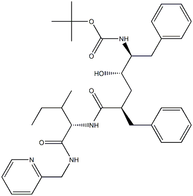 (2S)-2-[[(2R,4S,5S)-5-(tert-Butoxycarbonylamino)-2-benzyl-4-hydroxy-6-phenylhexanoyl]amino]-N-[(2-pyridinyl)methyl]-3-methylpentanamide Struktur